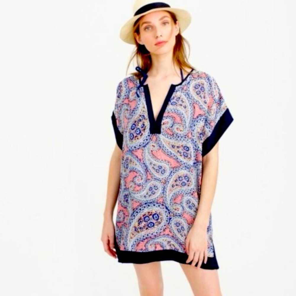J Crew Colorblock Paisley Tunic Top / Swim Coverup. Size  Small